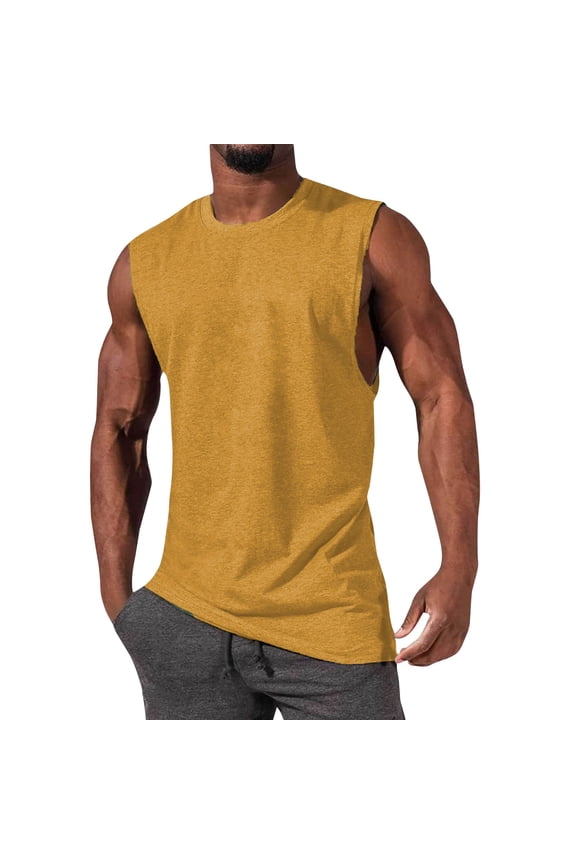 Mens Undershirt Men's Tank Top Undershirts Bamboo Rayon Tank Shirt Moisture-Wicking A-Shirt for Men Yellow,3XL