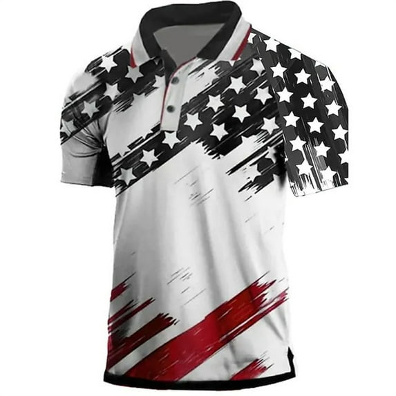 Ierhent Patriotic Shirts Golf Polo Shirts for Men Funny Print Short Sleeve Golf Shirts Performance Golf Polos Grey,L