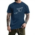 thumbnail image 1 of Ierhent Plain Tshirts for Men Men Short Sleeve Crew T-Shirt(Navy,S), 1 of 5