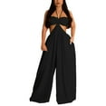 thumbnail image 1 of Ierhent Plus Size Jumpsuits for Women Outfits for Women Sexy Off Shoulder Tops Bodycon Flared Pant Sets Club Outfits Tracksuit(Black,S), 1 of 7