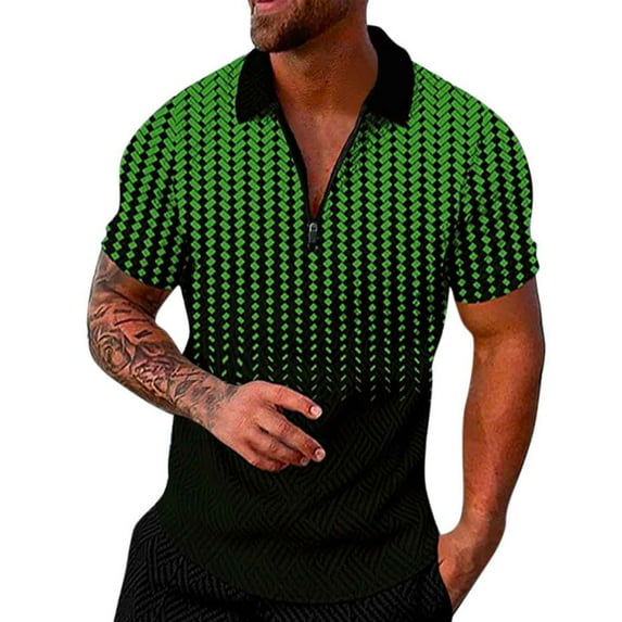 Ierhent Polo Shirt Men Men's Casual Polo Shirts Classic Button Basic Long Sleeve Shirt Solid Color Tees Stylish Tops(Green,M)