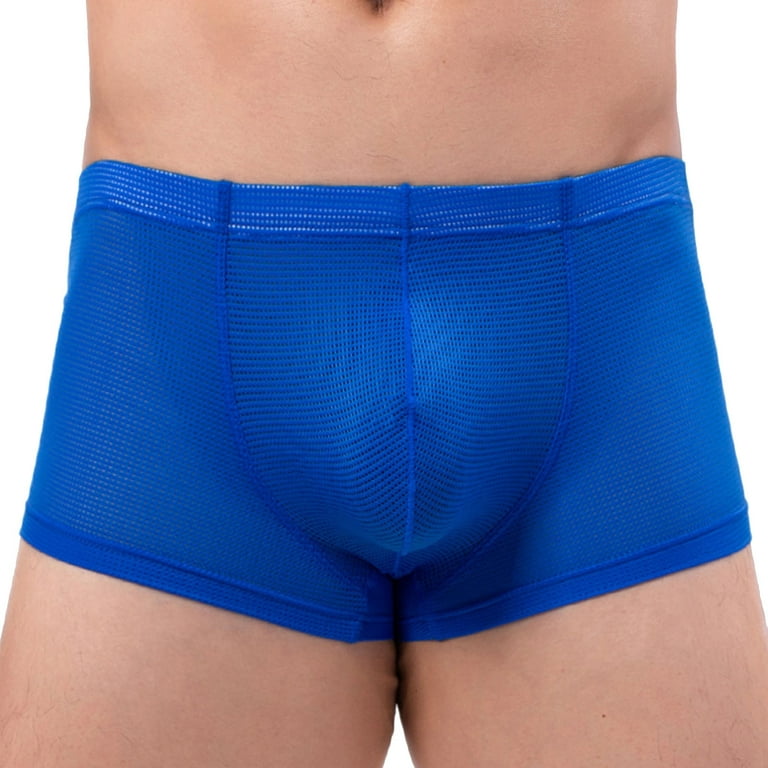 Ierhent Real Men Underwear Men's Boxer Brief Fly Front(Blue,L)