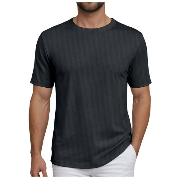 Ierhent Shirts for Men Men's Ultra-Soft Garment Crewneck T-Shirt (Black,L)