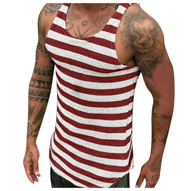 Ierhent Sleeveless T Shirts for Men Men's Workout Tank Tops Gym Sleeveless Shirts V Neck Bodybuilding Muscle Tee Shirt(Red,XL)