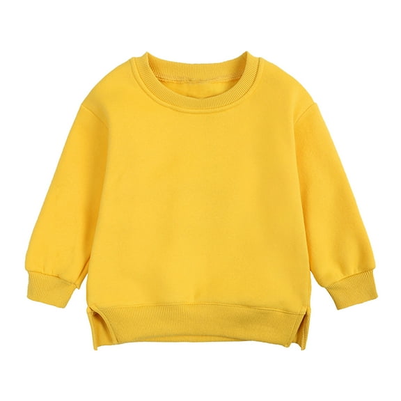 Ierhent Sweatshirts for Kids Boys and Girls Solid Plush Pullover Sweatshirt (Yellow,9-12 Months)