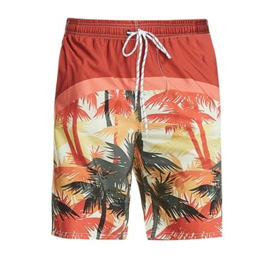Ierhent Swim Trunks For Men Mens Swim Trunks with Compression Liner 2 in 1 Board Shorts 9 Inch Quick Dry Swimming Trunks with Zipper Pockets Orange,M