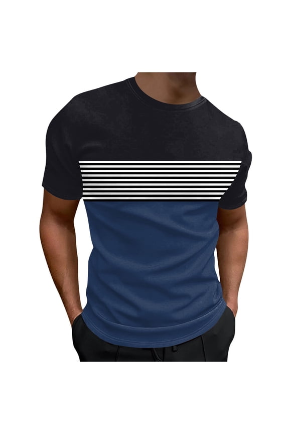 T-Shirt Fitted Men's T-Shirt(Navy,XXL)