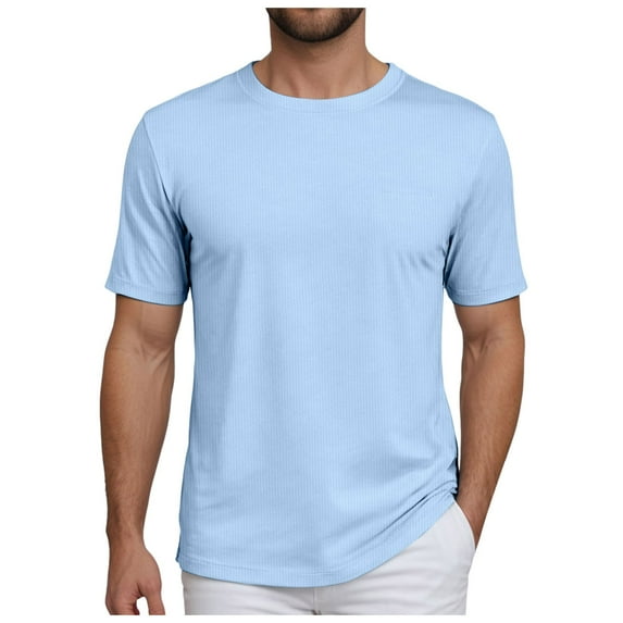 Ierhent Tee Shirts Mens Men's Loose Fit Lightweight Short-Sleeve Pocket T-Shirt (Sky Blue,XL)