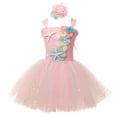 thumbnail image 1 of Ierhent Toddler Clothes for Girls Girl Peony Lace Back A-Line Straight Tutu Tulle Party Flower Girl Dress Pink,5-6 Years, 1 of 5