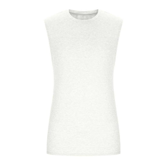 Ierhent Undershirt Men Men's Spring And Summer Leisure Sports Fitness Stitching Stripe Color Print Sleeveless T Shirt Vest White,L