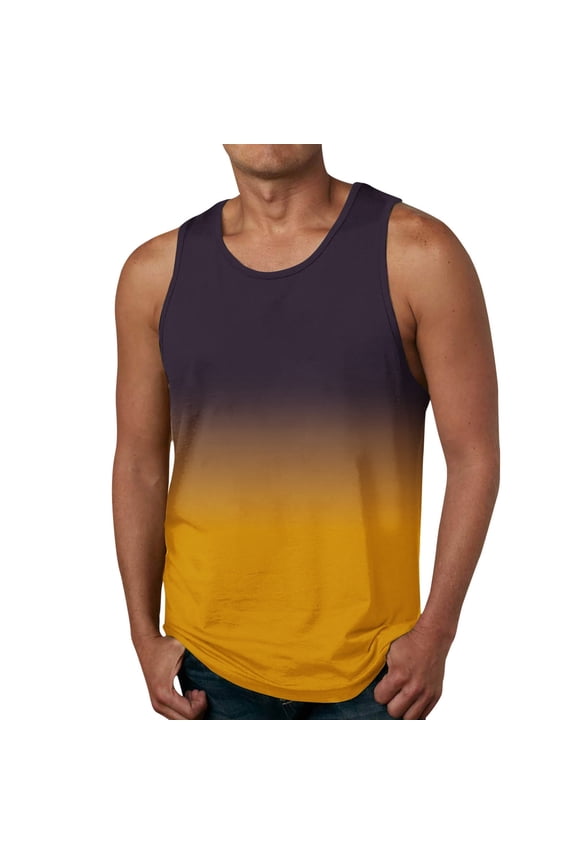 Undershirt Men's Tank Top Cotton Sleeveless Shirt Lightweight Muscle Tank Tee Shirt Gold,M