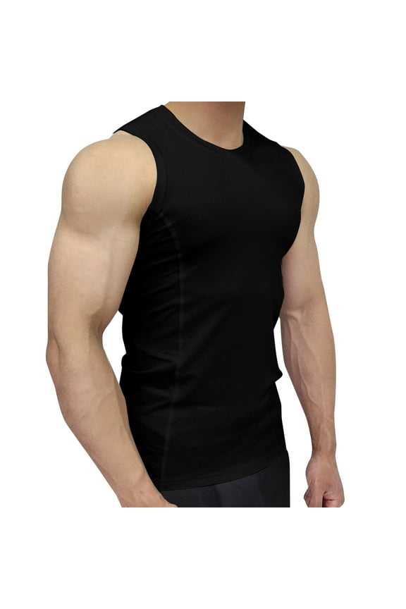 Undershirts Men's Top Pack, Midweight Cotton Tanks, Sleeveless Shirts Black,M