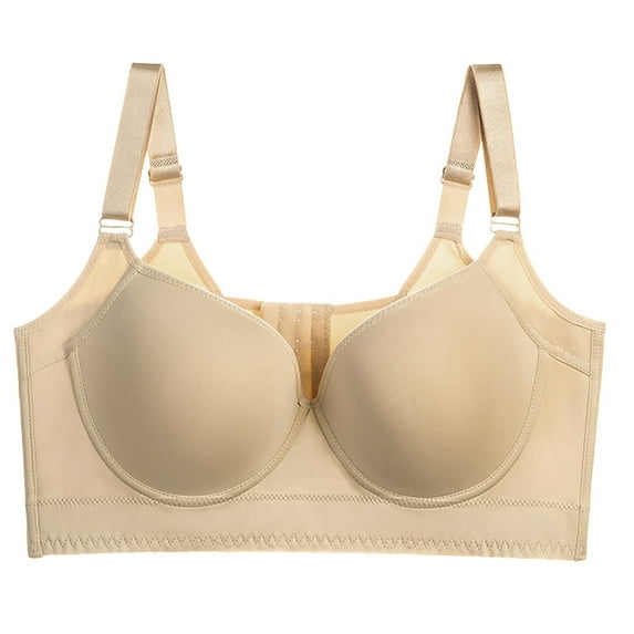 Ierhent Underwire Bras Full Figure Back Smoothing Soft steel Wire Trim Underwire 3/5 Cups Coverage Minimizer Bra(42/95C,Beige)