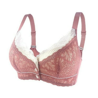 Ierhent Wide Strap Snap Front Bra Women Front Closure Bras No Underwire Push Up Racerback Bra(Red,44)