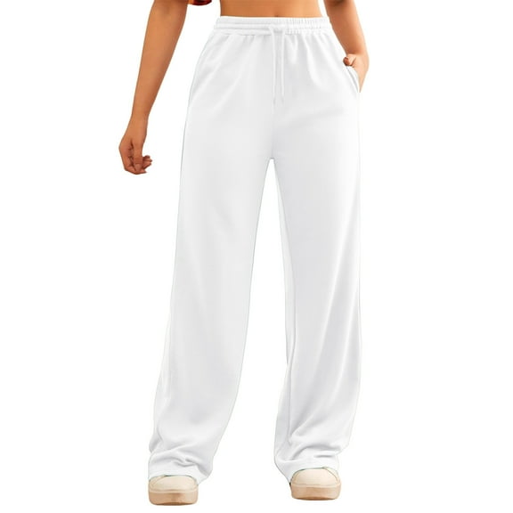 Ierhent Women Pants Casual Work Women's Loose Fit Classic Lounge Pants(White,M)