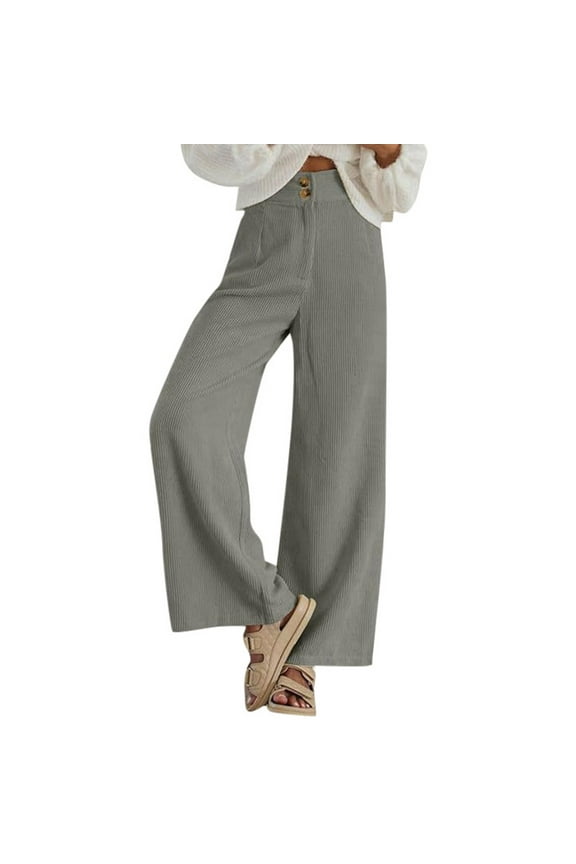 Women Pants Casual Work Women's Stretch Pull On Pants with Pockets(Grey,M)