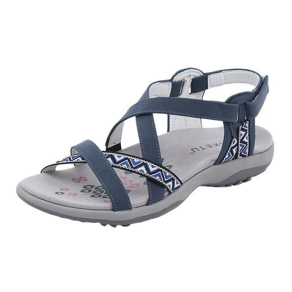 Ierhent Women Sandals Womens Platform Sandals Wedges Heels Open Toe Ankle Strap Summer Dress Shoes(Blue,8)