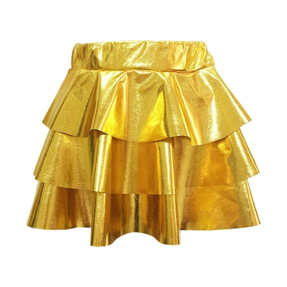Ierhent Women Skirts Shorts for Women Leather Skorts High Waisted PU Leather Shorts Elastic Waist Ruched Wrap Skorts Skirts Gold,XL