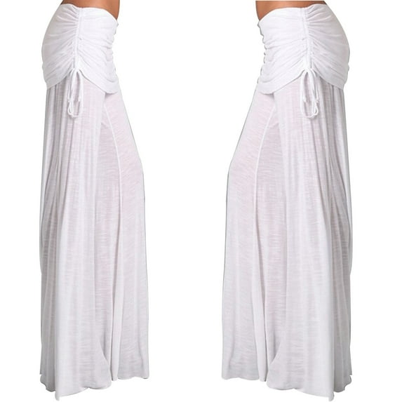 Ierhent Womens Flare Yoga Pants Short Womens & Plus Stretch Cotton Fold-Over High Waist Bootcut Workout Flared Yoga Pants White,M