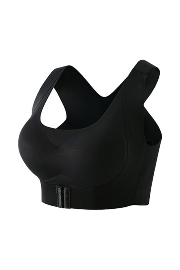 Womens Front Closure Bras Women Plus Size Front Close Wirefree Bra(Black,XL)