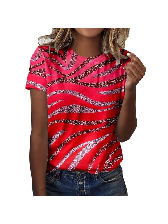 Womens Graphic T Shirts Women's Softstyle Cotton T-Shirt(Red,S)