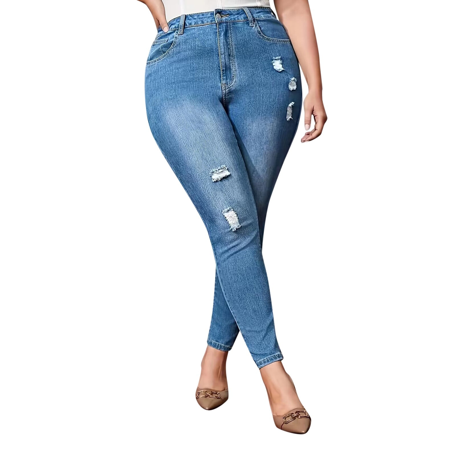 Ierhent Wonens Jeans Women's Bell Bottom Jeans Destroyed Denim Pants ...