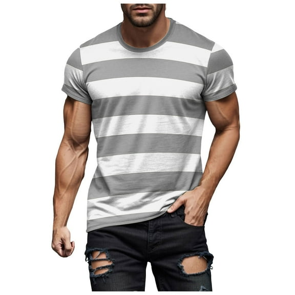 Ierhent Workout Shirts for Men Men's Cotton T-Shirts Unisex Short Sleeves Casual Loose Wash Classic Basic Tee Tops (Light Gray,L)