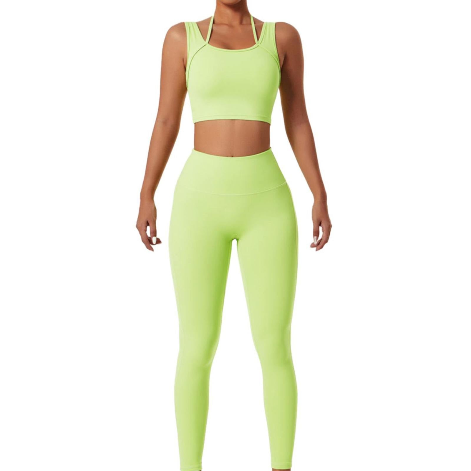 Ierhent Yoga Set Workout Sets For Women 2 Piece High Waisted Seamless Leggings With Padded