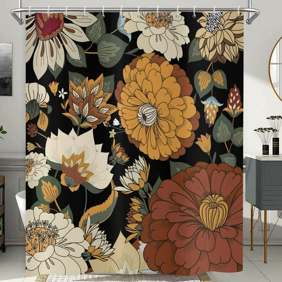 Ieskayiz Boho Floral Polyester Shower Curtain, 72" x 72" Waterproof
