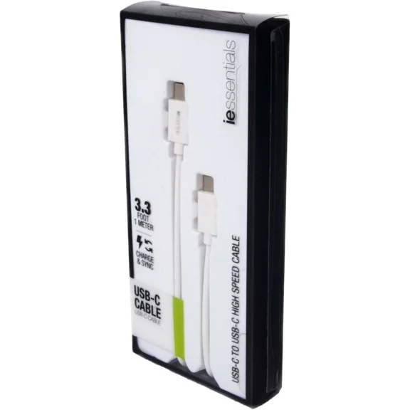 Iessentials Ie-C2C-Wt Usb-C(Tm) To Usb-C(Tm) High-Speed Cable, 3.3Ft/1M