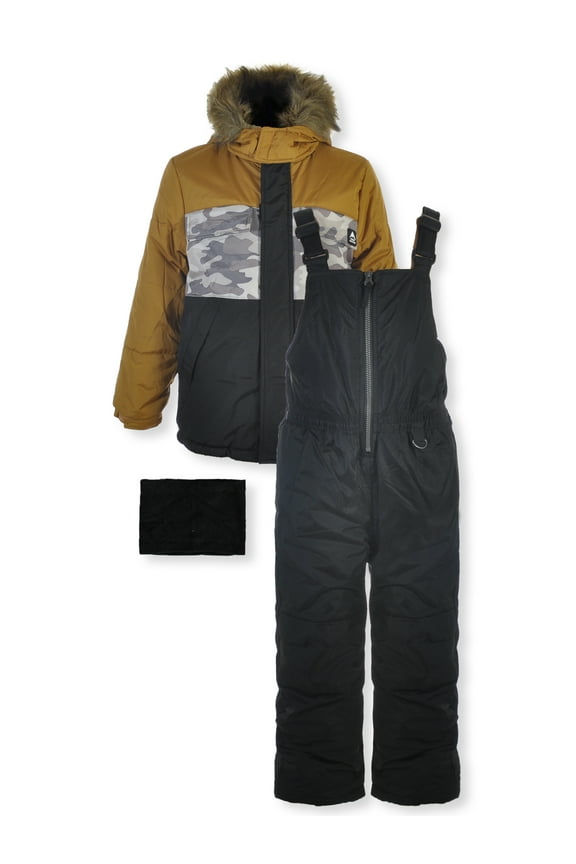 Boys' 3-Piece Snowsuit Set Color: khaki Size: 4
