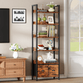 thumbnail image 1 of Iezza 6 Tier Rustic Brown Freestanding Bookcase, Large Capacity Organizer with Removable Drawers, Easy Clean for Kitchen, Balcony, 1 of 9