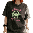 thumbnail image 1 of If Crabby Please Return To The Beach Cute Crab raphic Tees T-shirt Funny Beach Tops Cotton Black S-2XL Plus Size, 1 of 5