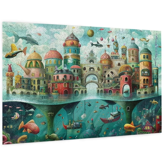 If Fish Can Walk If house in water 1000 Piece Jigsaw Puzzle - Unique Design Technology Engaging Family Activity Climate Pledge Friendly