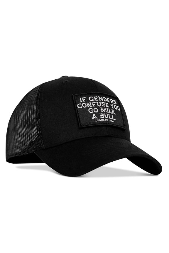 If Genders Confuse You, Go Milk A Bull Patch Snapback Hat Black / Black
