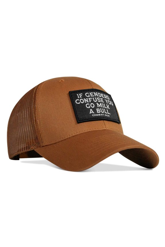 If Genders Confuse You, Go Milk A Bull Patch Snapback Hat Caramel