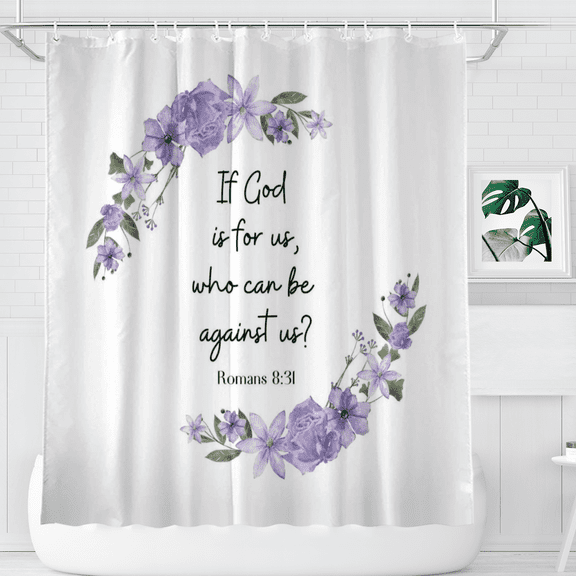 If God Is for Us Romans Shower Curtain, Soft Bathroom Decor, 72 x 72 Inch