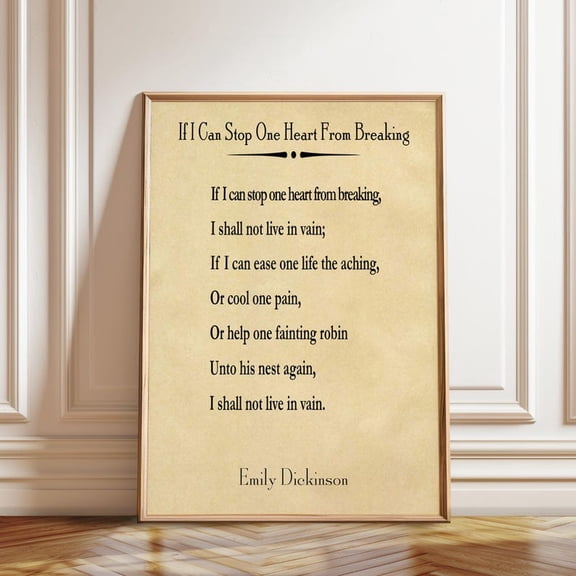 If I Can Stop Poem Wall Art Print, Unframed Paper Poster 8x10in