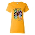thumbnail image 1 of If I Can't Wear My Flip Flops I'm Not Going Colorful Sandals Streetwear Womens Graphic T-Shirt, Gold, Large, 1 of 3