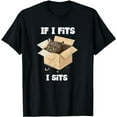 thumbnail image 1 of If I Fits I Sits Cat Meme Funny Cute Black Cat In A Box T-Shirt, 1 of 5