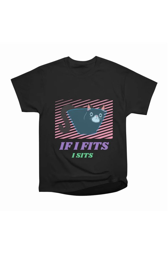 If I Fits I Sits Cat Meme glass bowl T-Shirt Tee Gift For Him Merch For Her Apparel For Fr