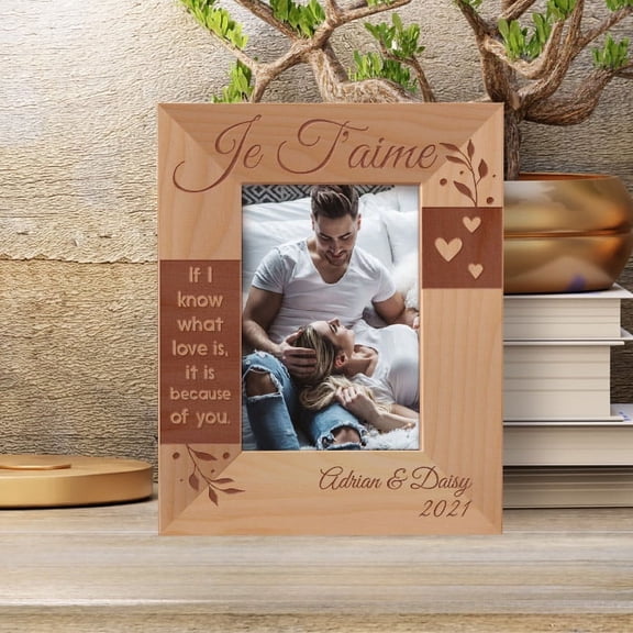 If I Know What Love Is It Is Because Of You Personalized Wooden Frame 3 1/2" x 5" Brown (Vertical)