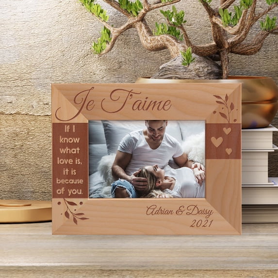 If I Know What Love Is It Is Because Of You Personalized Wooden Frame-5" x 3 1/2" Brown Horizontal