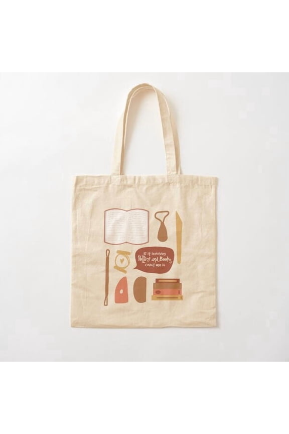 If It Involves Pottery And Books Count Me In Canvas Tote Bags, Reusable Shopping Bag