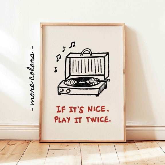 If It S Nice Play Twice Record Vinyl Retro Funky Music Wall Decor Design1 Unframed Paper Print