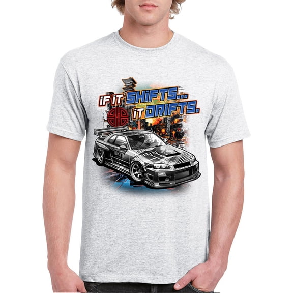 If It Shifts It Drifts T-shirt Racing Custom Culture Classic Japanese Car Drift Cars Driver Subculture Men's Tee