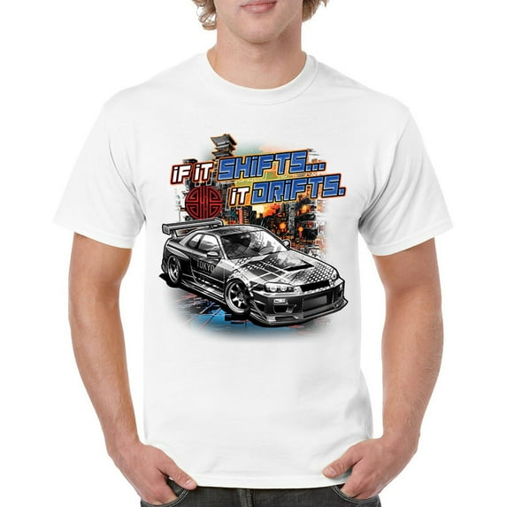 If It Shifts It Drifts T-shirt Racing Custom Culture Classic Japanese Car Drift Cars Driver Subculture Men's Tee