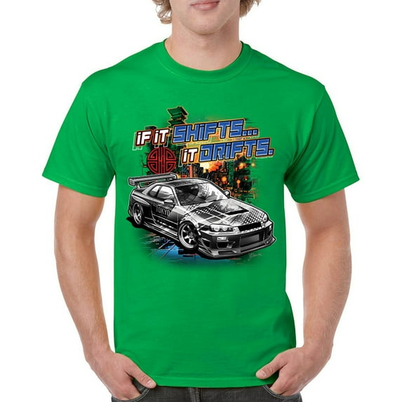 If It Shifts It Drifts T-shirt Racing Custom Culture Classic Japanese Car Drift Cars Driver Subculture Men's Tee