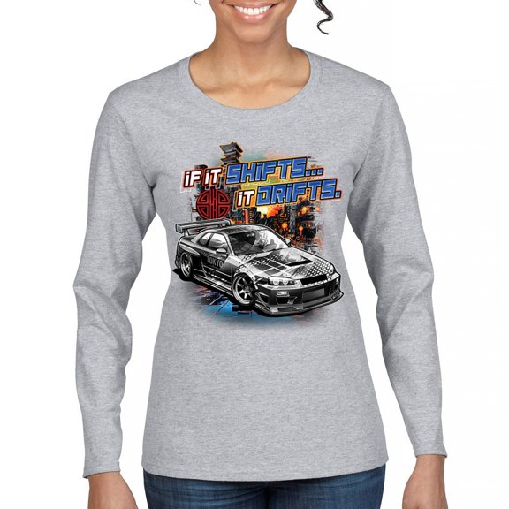 If It Shifts It Drifts Women's Long Sleeve T-shirt Racing Custom Culture Classic Japanese Car Drift Cars Driver Subculture