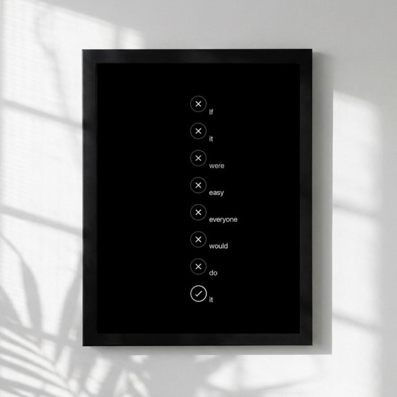If It Were Easy Minimalist Modern Resilience Wall Art Simple Office Decor Motivational Bold Quote Home Unframed Paper Print
